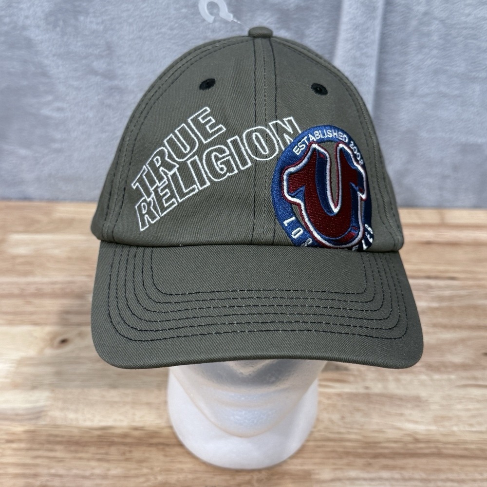 True Religion Men Kalamata Olive Green HS Embroidered Dad Hat TR3013 Adjustable
